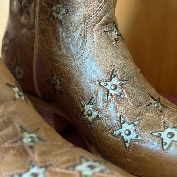 NEW Black Star Western Boots Womens Marfa Star Inlay Caramel  Sz 10B - Picture 5 of 9